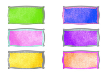 colorful empty tag on white background, of old background