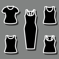 Set of t-shirts and dress icon vector