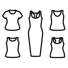 Set of t-shirts and dress icon vector