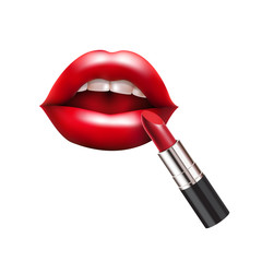 Obraz premium red lips with lipstick