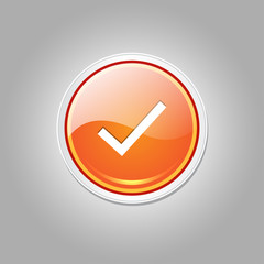 Tick Mark Circular Vector Orange Web Icon Button