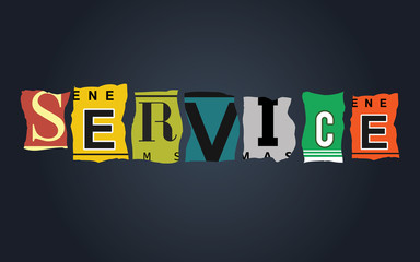 Obraz premium Service word on broken car license plates, vector