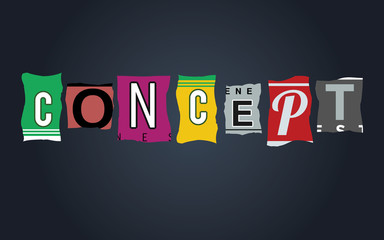 Concept word on broken car license plates, vector