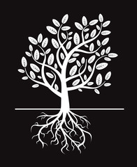 black vector tree and roots