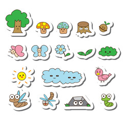 vector tree cartoon set