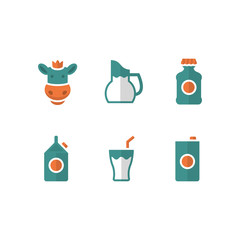 Set flat icons of milk