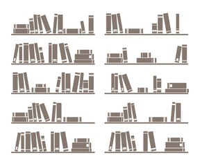 Books on shelf vector illustration isolated on white background