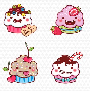Set Cupcake Cartoon 01