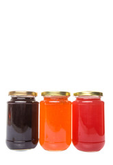 Blueberry, strawberry and orange fruit bottled jam