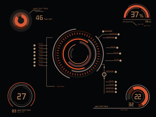 Futuristic orange infographics
