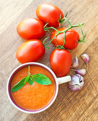 Bowl of tomato soup gaspacho