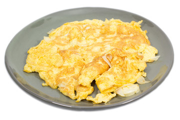 Fries egg (omelet) on plate in Thai style - obrazy, fototapety, plakaty