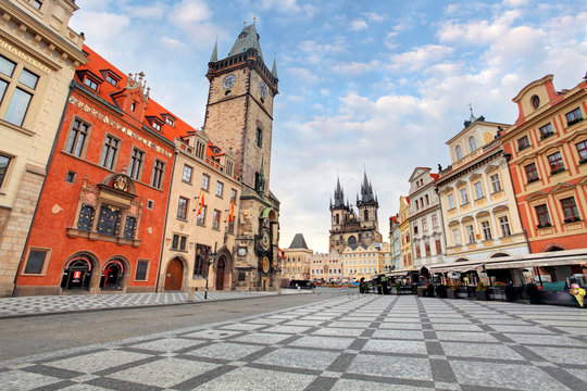 Prague, Czech Republic - view of square and astronomical clock