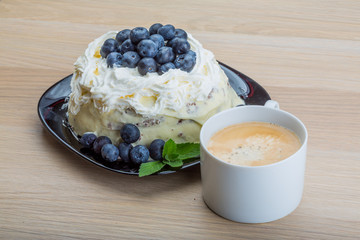 Coffee with blueberry cake