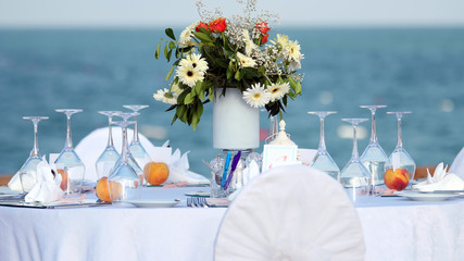 Elegant Outdoor Wedding Table with Sea View