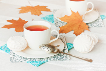 Autumn tea drinking.