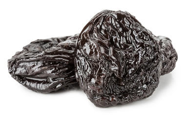 delicious prunes isolated on the white background