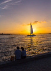 Sailing at sunset
