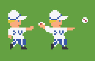 pixel art 8bit baseball player in white uniform