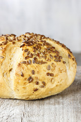 Loaf of bread. Grey background