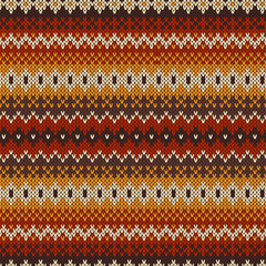 Knitted seamless pattern in Fair Isle style.