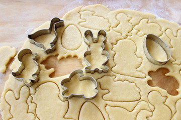 Preparing easter gingerbread cookies step by step