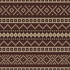 Knitted seamless pattern in Fair Isle style
