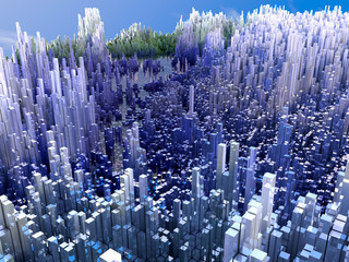 Città del futuro, grattacieli, fantascienza, astratto © Naeblys