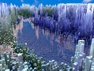 Città del futuro, grattacieli, fantascienza, astratto © Naeblys