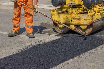 City crew install a new speed bump 2