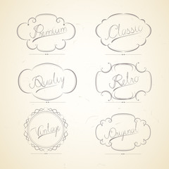 Vintage labels retro style filigree set of calligraphic elements