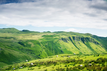 mountains and meadows Isle of Skye in Scottish Highland