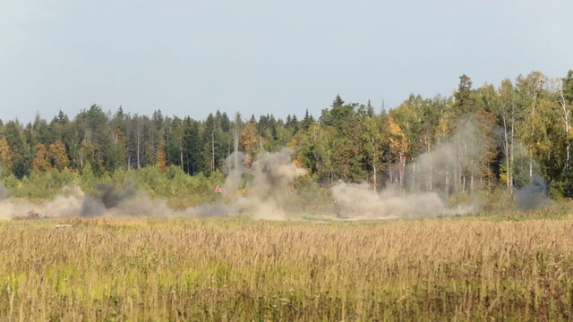 Explosions of mortar shells at the landfill