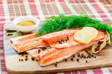 Fresh salmon/trout in marinade-ready to eat, ready to cook