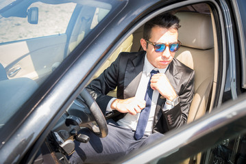 Business man in his car