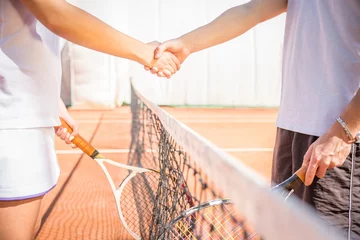 Foto op Canvas Handshake at tennis court after a match © oneinchpunch