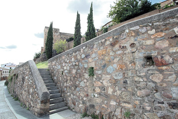 Muro en calle San Roque Cáceres monumental, España