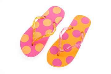 Flip flop fashion plastic shoes isolated on white background