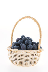 Blueberry basket isolated on white