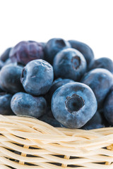 Blueberry basket isolated on white