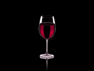 Glass of wine isolated on a black background