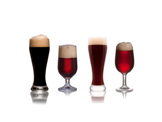 Set of dark beer isolated on a white background