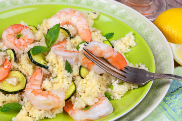 Cous cous salad with shrimps