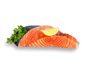 Fresh salmon isolated on a white background