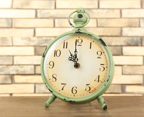 Retro alarm on table, close up