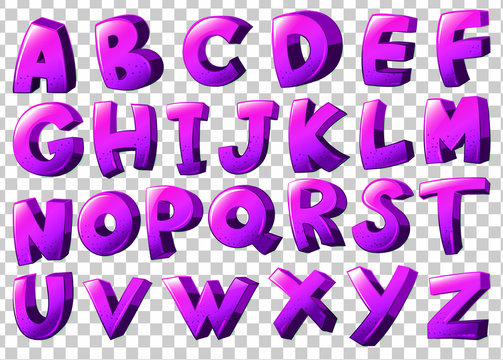 Purple letters of the alphabet