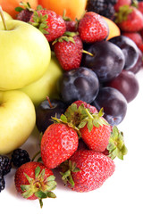 Ripe fruits and berries close up