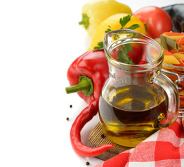 Olive oil in a glass jar