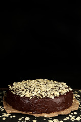 Tasty chocolate cake with almond,