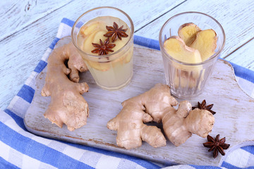 Glasses of ginger drink